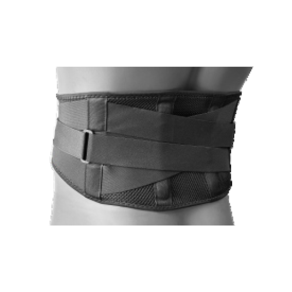 This adjustable lumbar support belt features dual straps and support bars, delivering a secure fit and consistent lower back stabilization during movement.