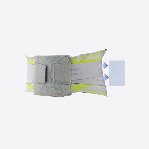 This flat knitting waist brace features an adjustable 3D compression system and ergonomic design, improving posture, stabilizing the lumbar region, and reducing spinal pressure.